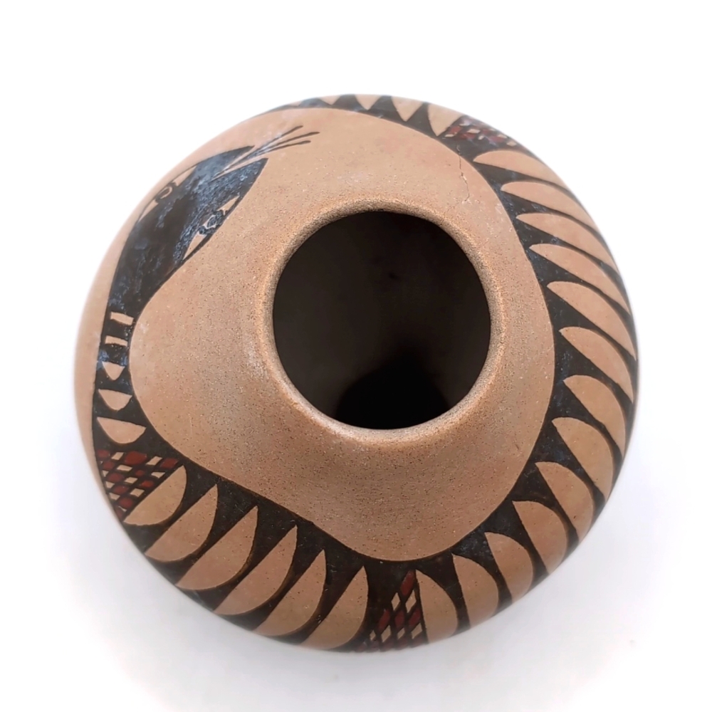 Mata Ortiz Mexico Polychrome Clay Pottery Hand Painted Snake Seed Pot Vase - Picture 10 of 12